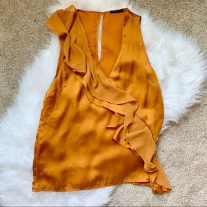 SISLEY Orange Professional Blouse w/ Ruffles